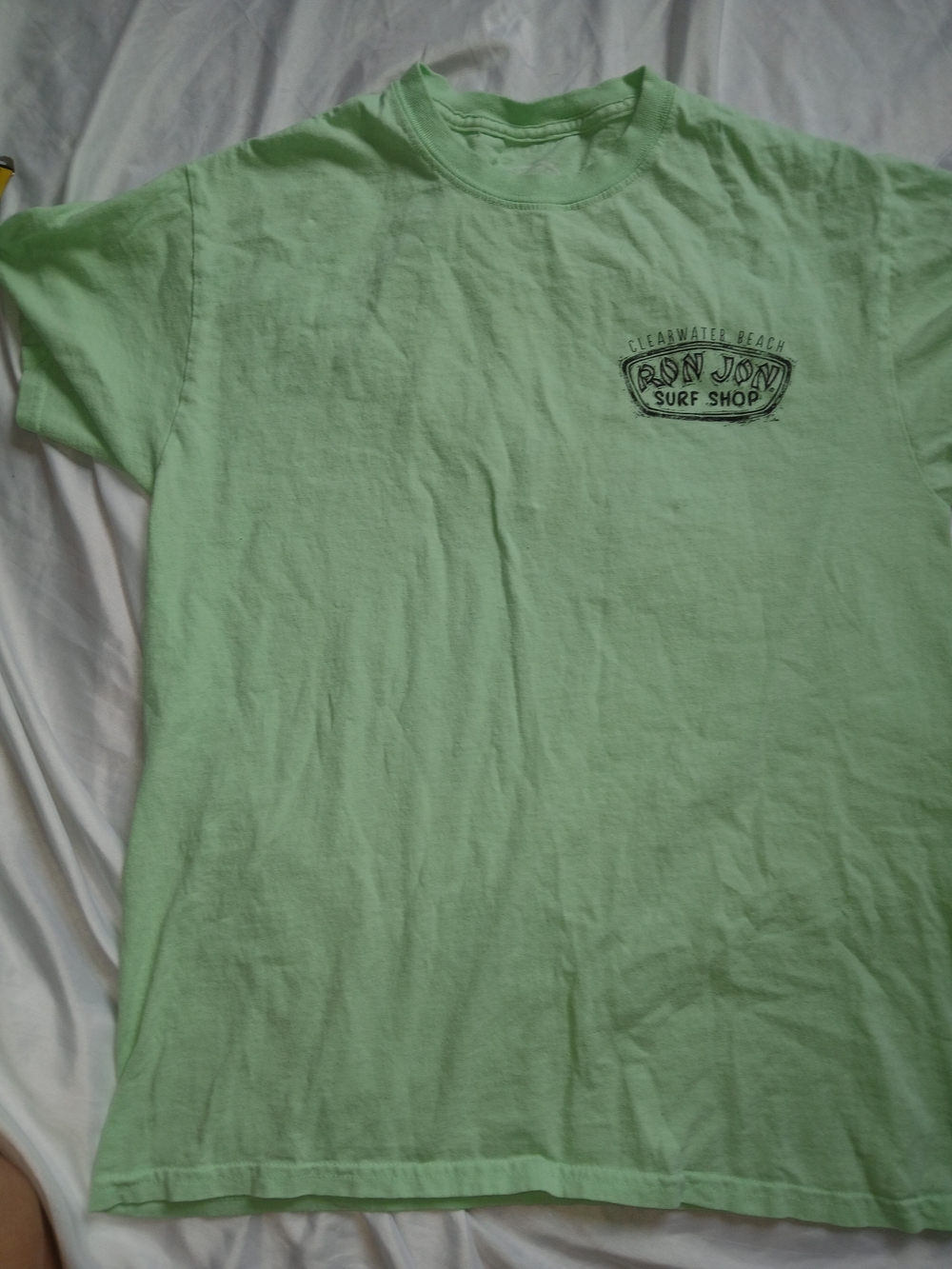 Ron Jon Surf Shop Clearwater Beach Green Double-Sided Graphic Tee Cotton M